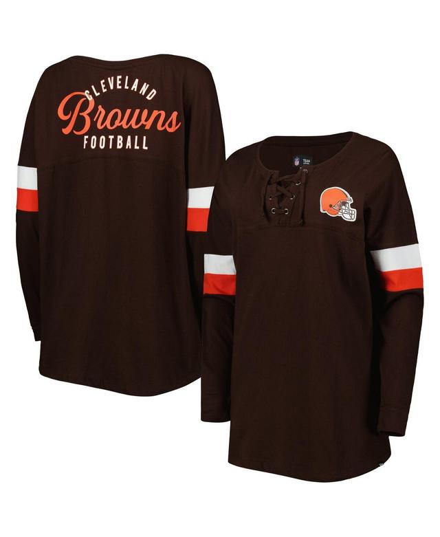 Womens New Era Brown Cleveland Browns Athletic Varsity Lace-Up Long Sleeve T-Shirt Product Image