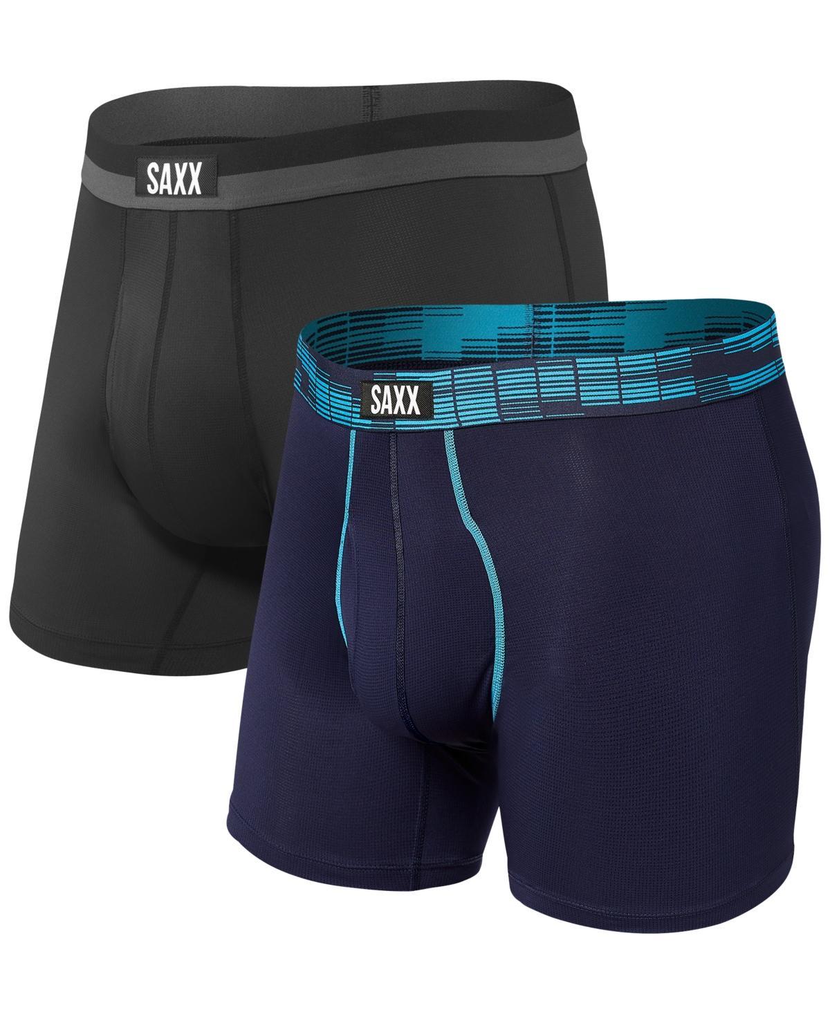 SAXX UNDERWEAR Sport Mesh Boxer Brief Fly 2-Pack (Navy/City Blue) Men's Underwear Product Image