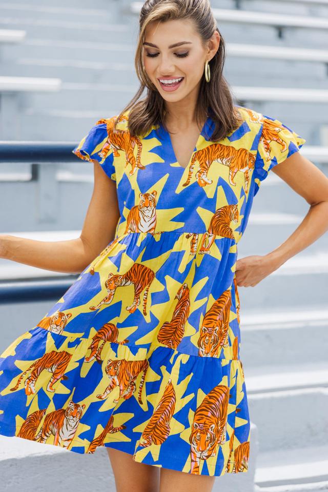 Briton Court: The Standout Yellow Tiger Dress Female Product Image