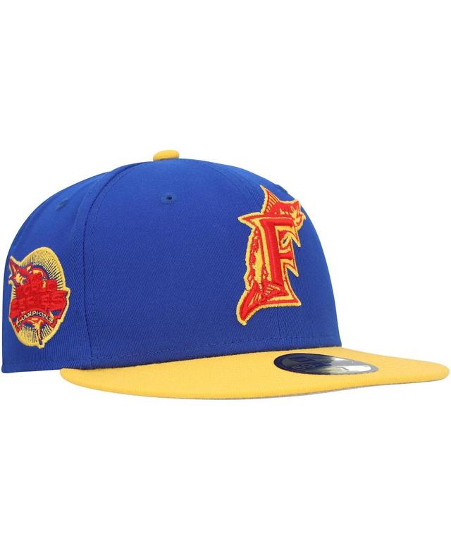 Mens New Era Royal/Yellow Florida Marlins Cooperstown Collection Empire 59FIFTY Fitted Hat Product Image