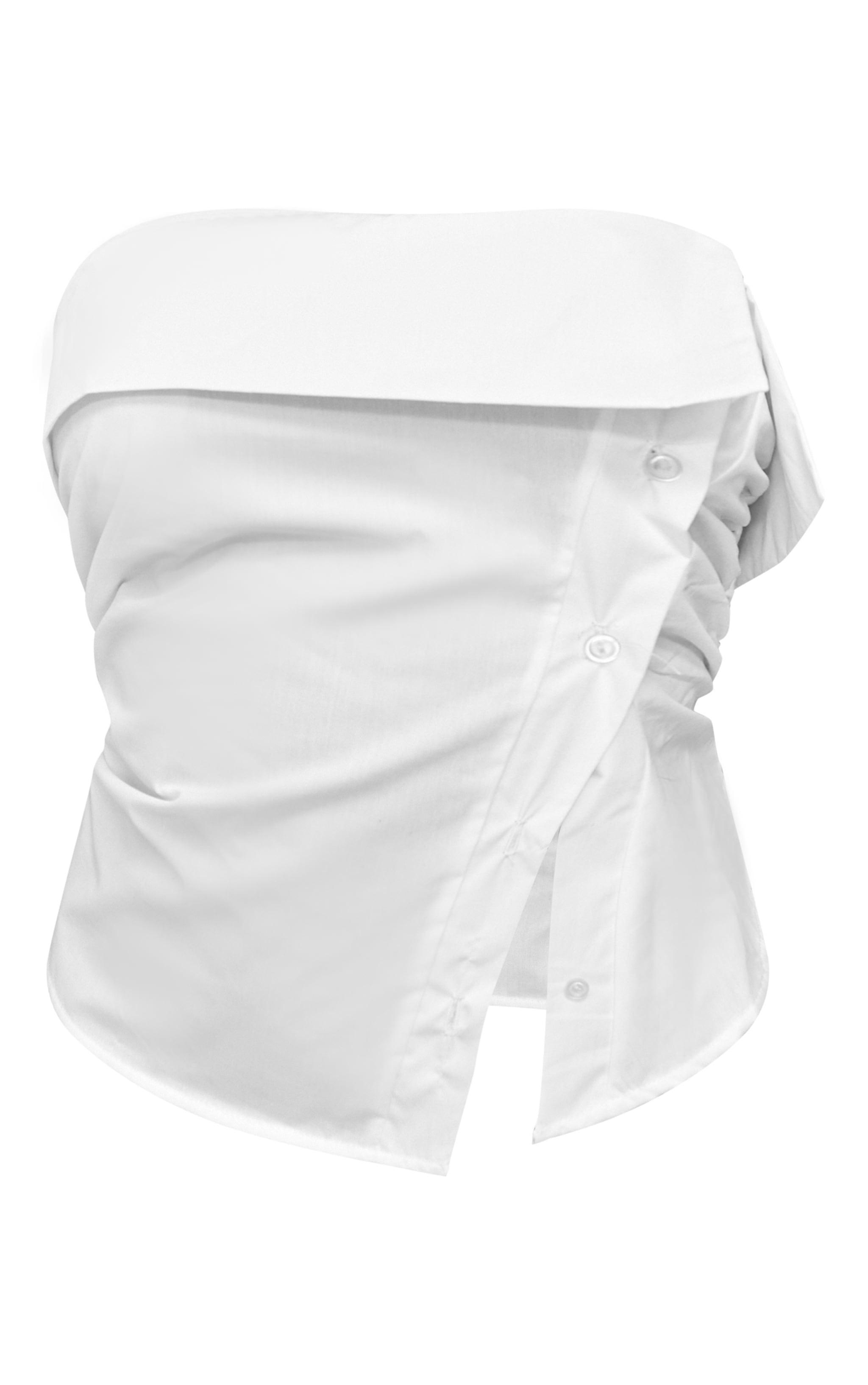 White Off The Shoulder Asymmetric Shirt Product Image