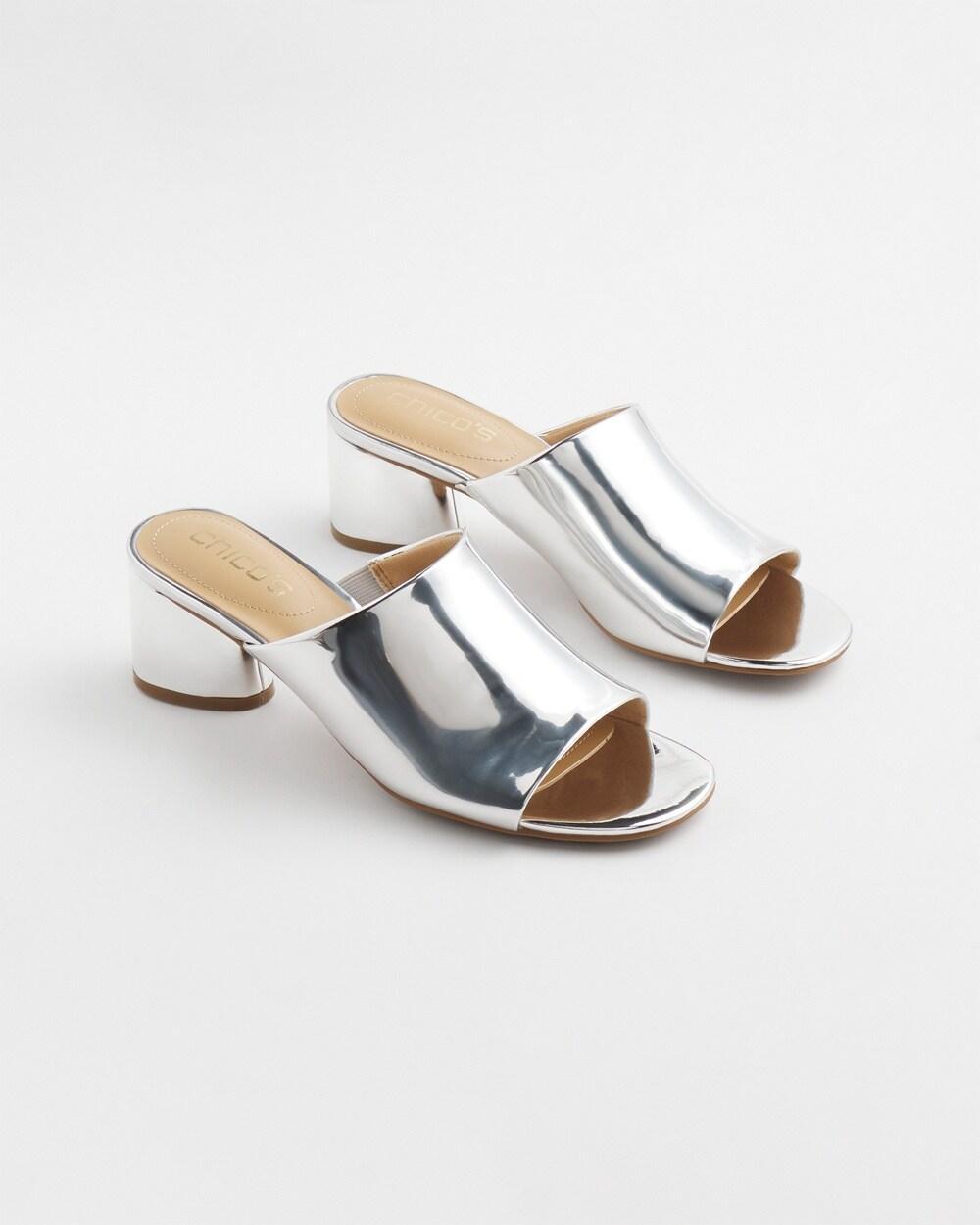 Metallic Faux Leather Mules Product Image