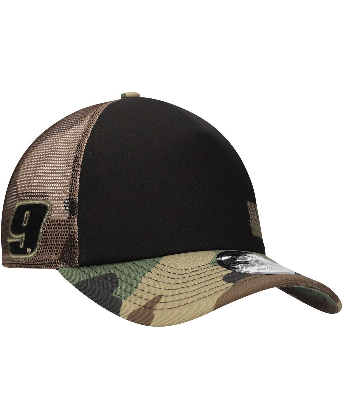 New Era Mens Black Chase Elliott Trucker 9FORTY Adjustable Hat - Black, Camo Product Image