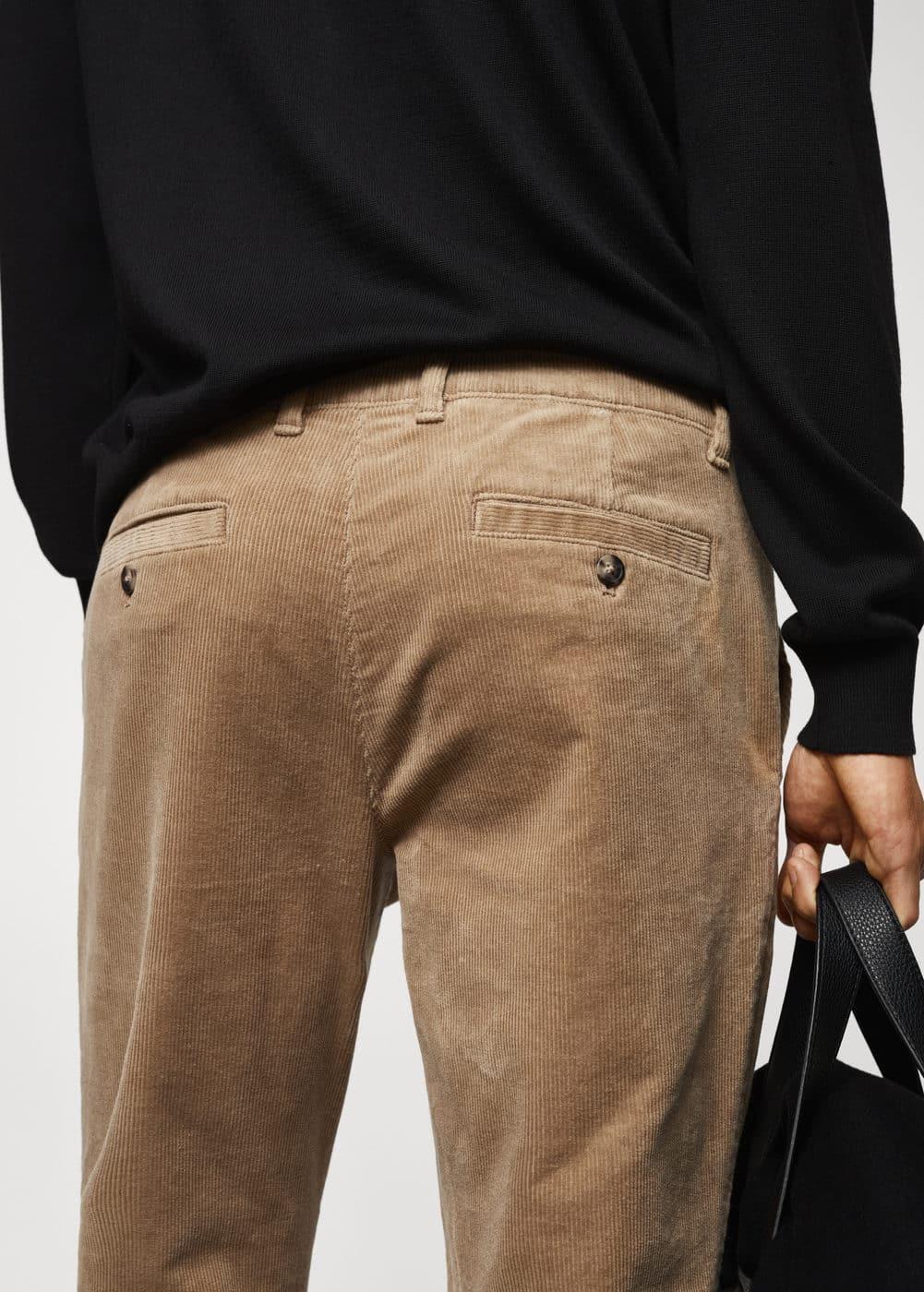 MANGO MAN - Corduroy slim-fit pants with drawstring beigeMen Product Image