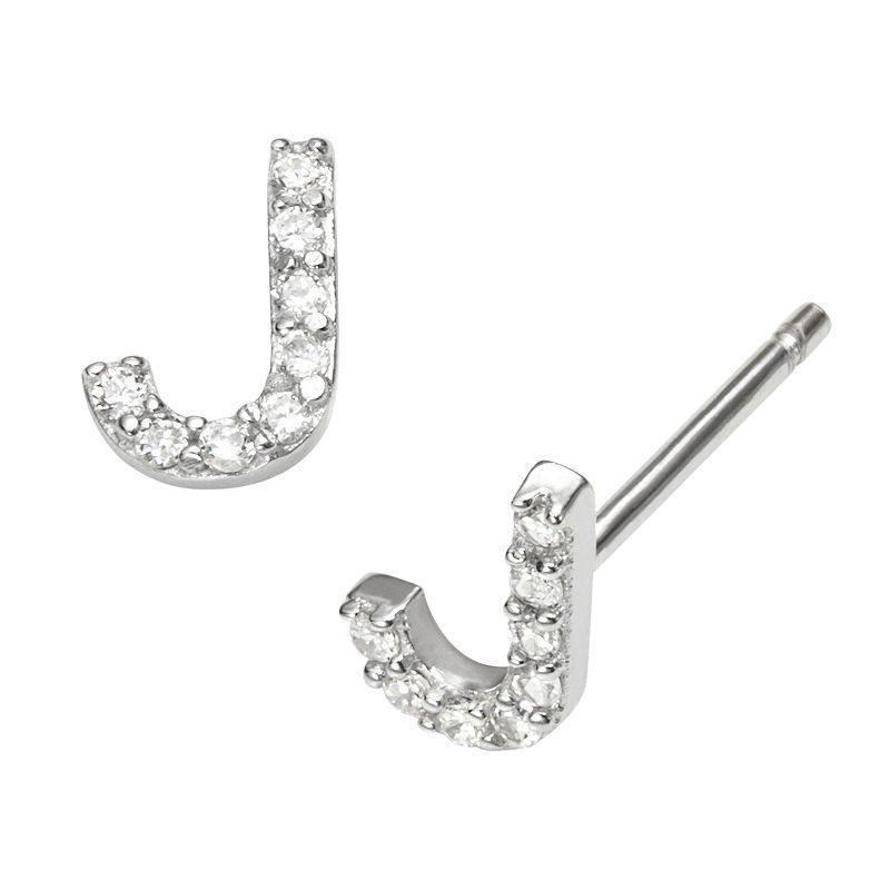 Sophie Miller Sterling Silver Cubic Zirconia Initial Stud Earrings, Womens Product Image