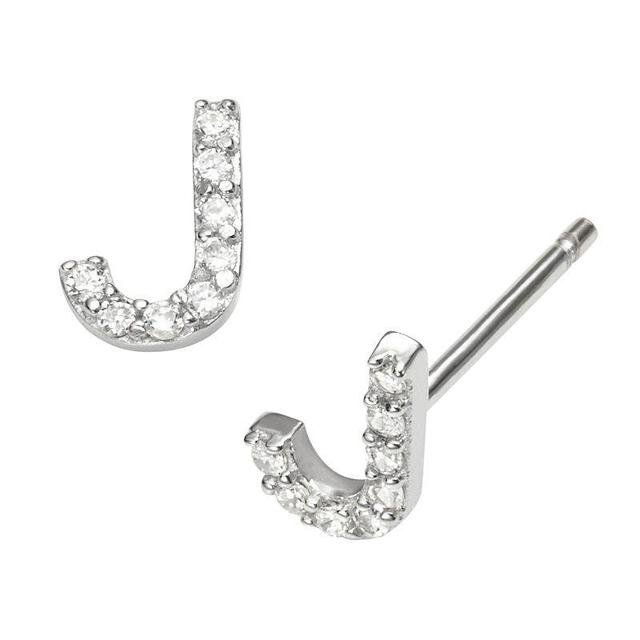 Sophie Miller Sterling Silver Cubic Zirconia Initial Stud Earrings, Womens Product Image