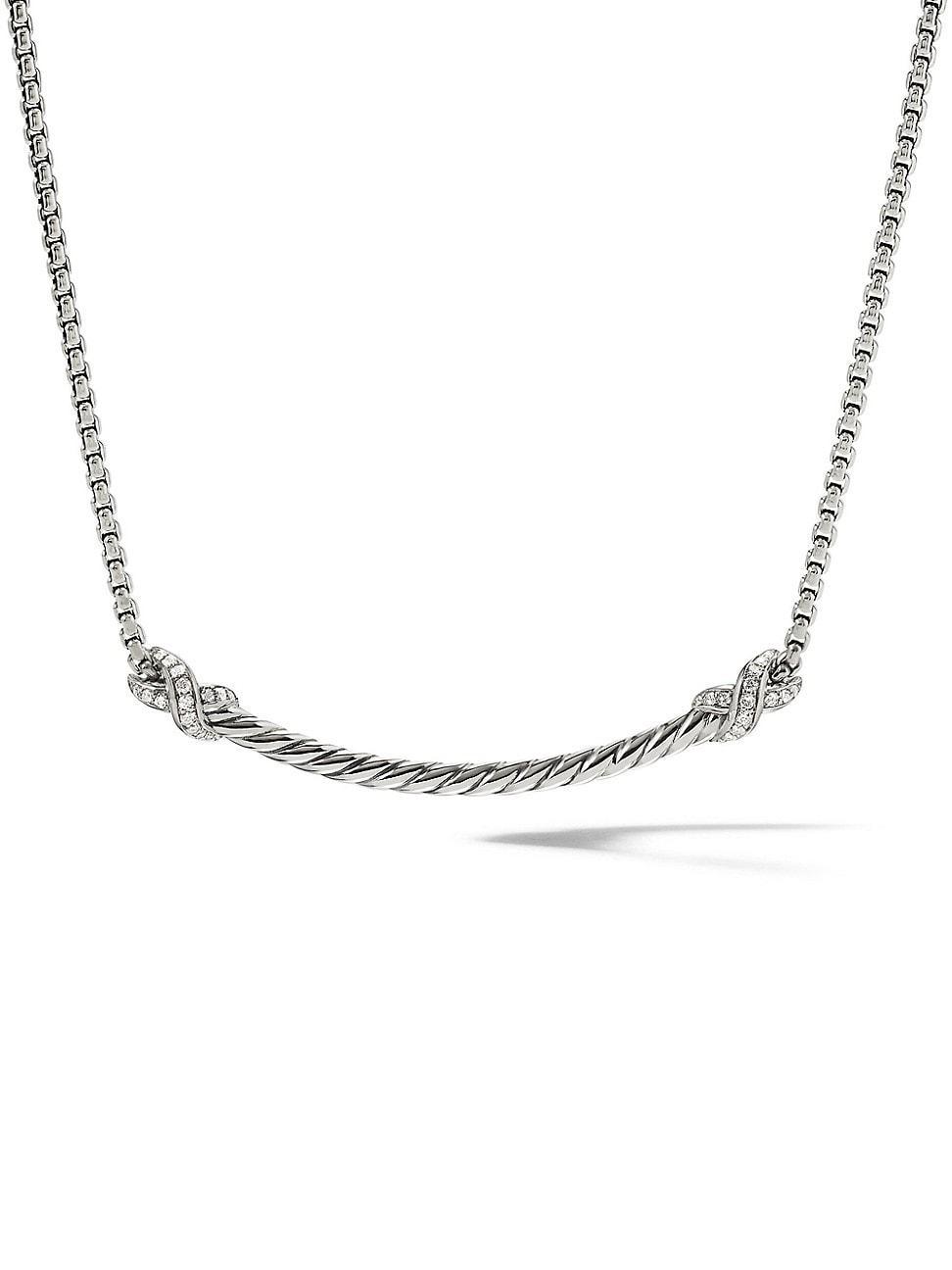 Womens Petite X Bar Station Necklace with Pav Diamonds Product Image