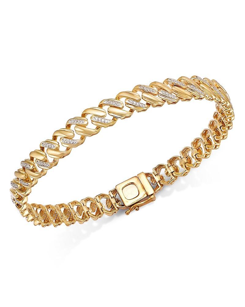 Bloomingdales Fine Collection Mens Diamond Fancy Curb Link Bracelet in 14K Yellow Gold, 0.50 ct. t. w. Product Image