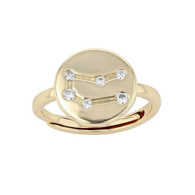 City Luxe Horoscope Cubic Zirconia Disk Horoscope Adjustable Ring, Womens, Gold Tone Capricorn Product Image