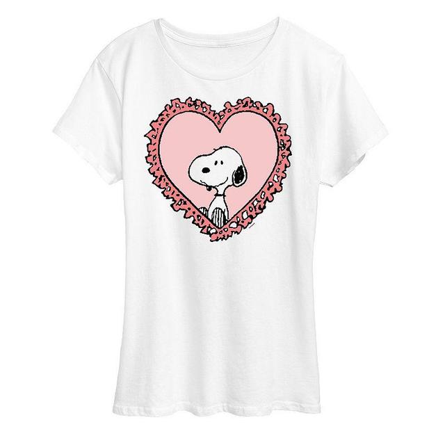 Womens Peanuts Snoopy Heart Frame Graphic Tee White Product Image