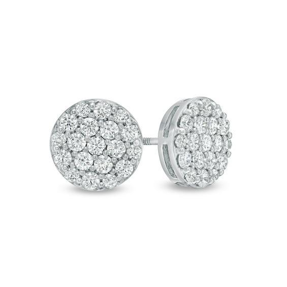 Men's 1 CT. T.w. Certified Lab-Created Multi-Diamond Stud Earrings in 14K White Gold (F/Si2) Product Image