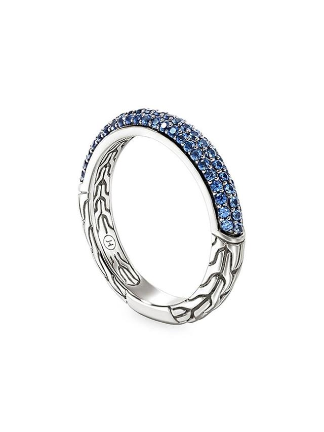 Womens JH Essentials Sterling Silver & Blue Sapphire Pav Band Ring Product Image