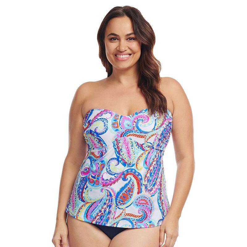 Plus Size Mazu French Paisley Sweetheart A-Line Tankini Swim Top, Womens Product Image