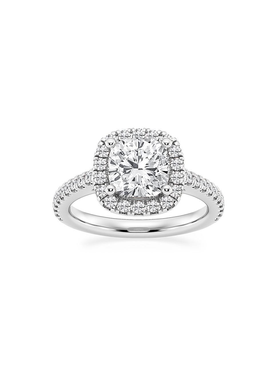 Womens 14K White Gold & Cushion-Cut Lab-Grown Diamond Halo Ring/1.30-3.60 TCW Product Image