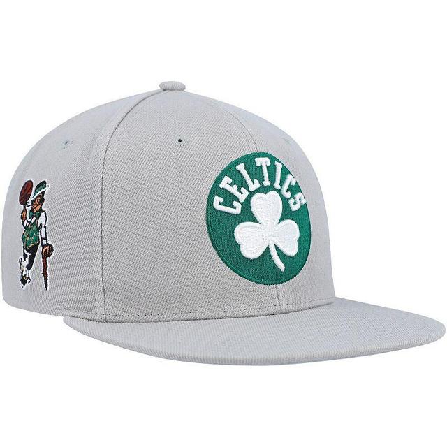 Mens Mitchell & Ness Gray Boston Celtics Side Core 2.0 Snapback Hat Product Image