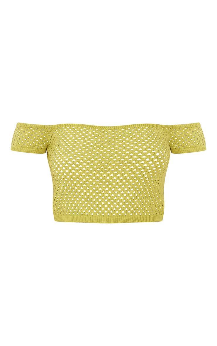 Lime Open Soft Knit Off The Shoulder Top Product Image