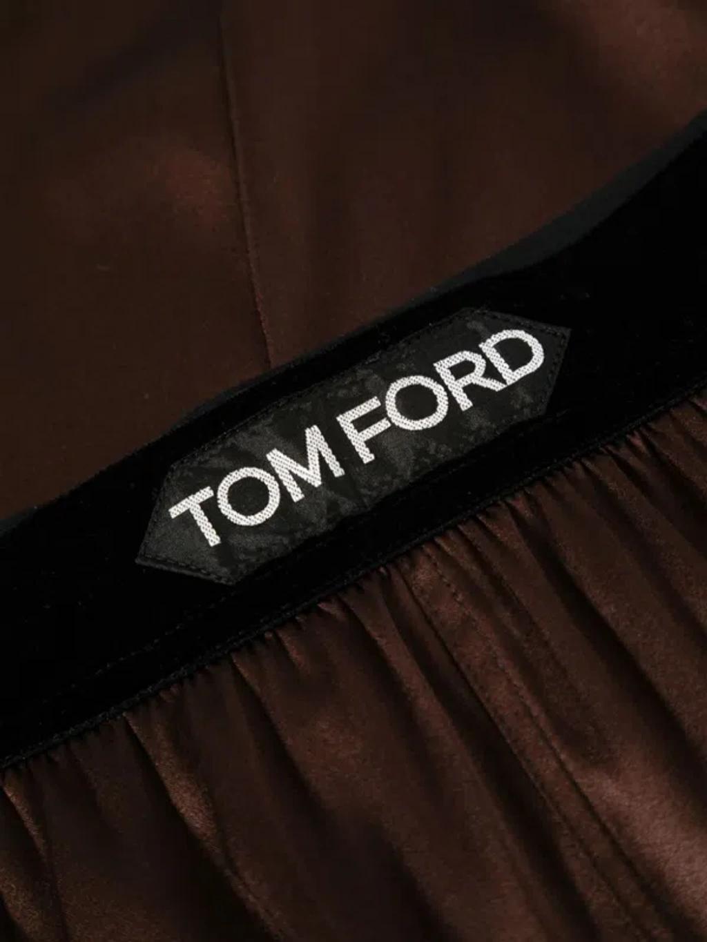 TOM FORD Satin Silk Pajama Pants In Brown Product Image