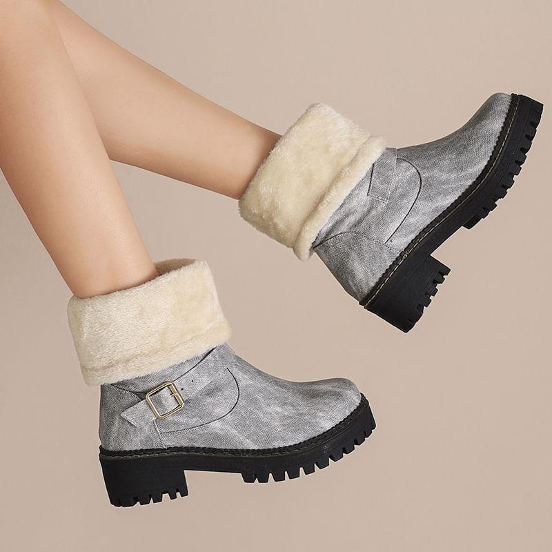 Platform Buckled Fleece-Lined Mid Calf Boots product image