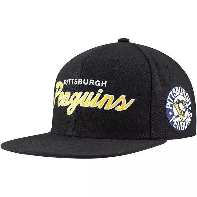 Mens Mitchell & Ness Black Pittsburgh Penguins Core Team Script 2.0 Snapback Hat Product Image