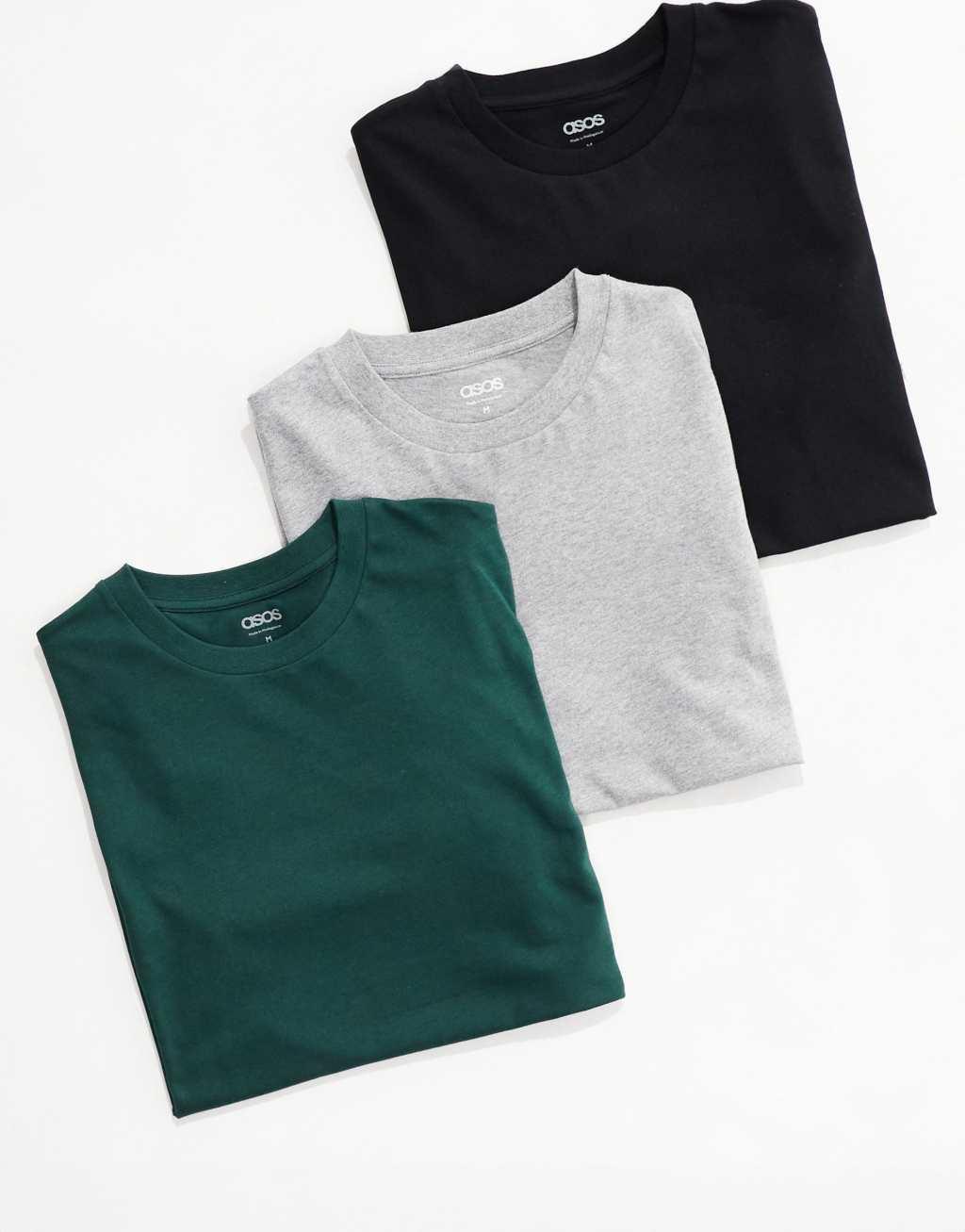 ASOS DESIGN 3 pack crew neck t-shirts in multiple colors Product Image