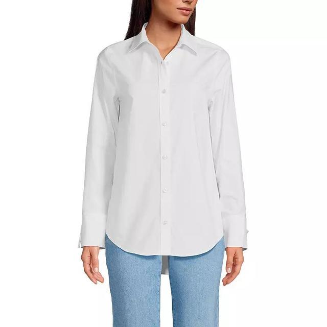 Womens Lands End Poplin Tie Sleeve Shirt Product Image