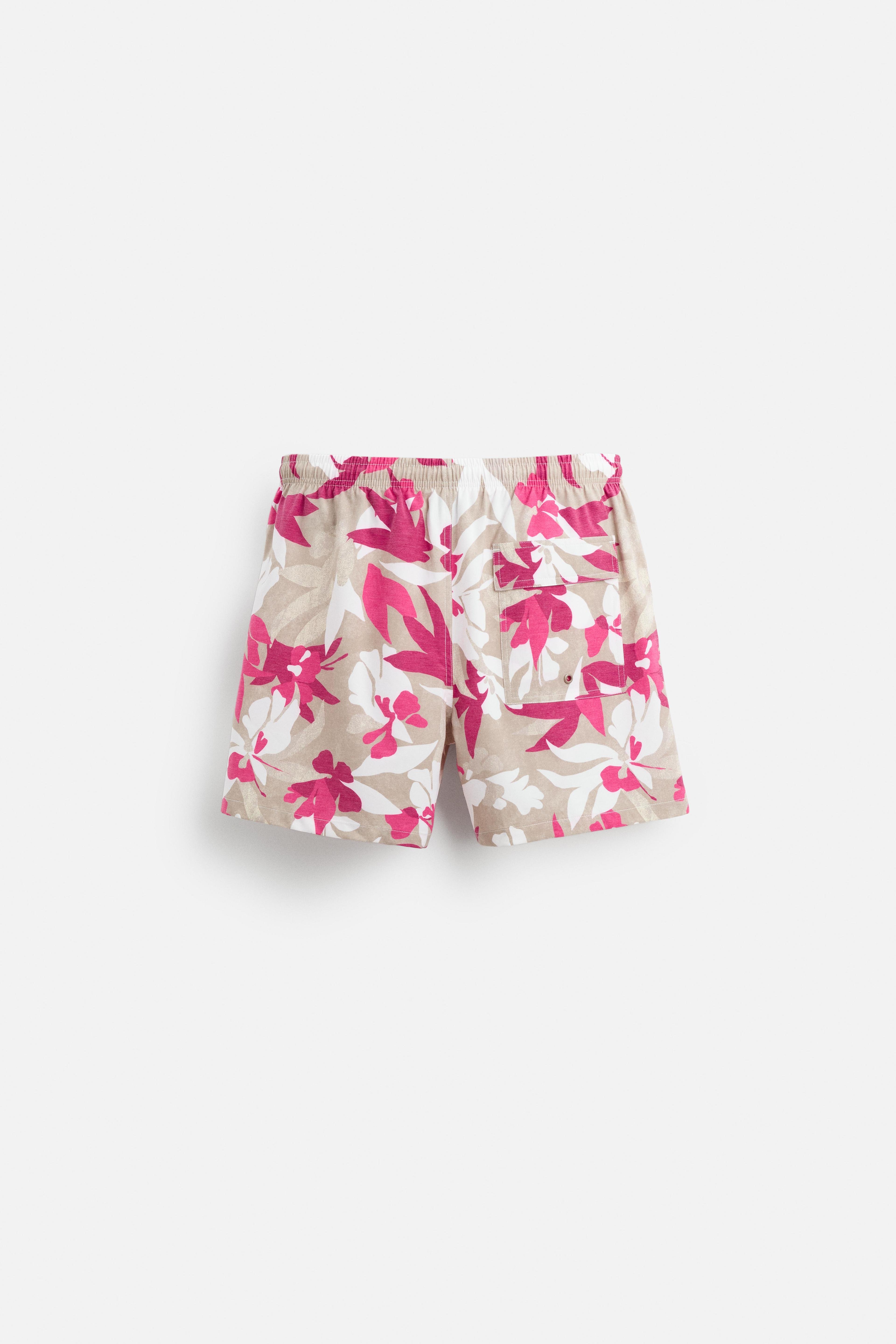 FLORAL PRINT SHORT SWIMMING TRUNKS Product Image