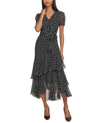 Women's Ruffled Polka Dot Maxi Dress Product Image