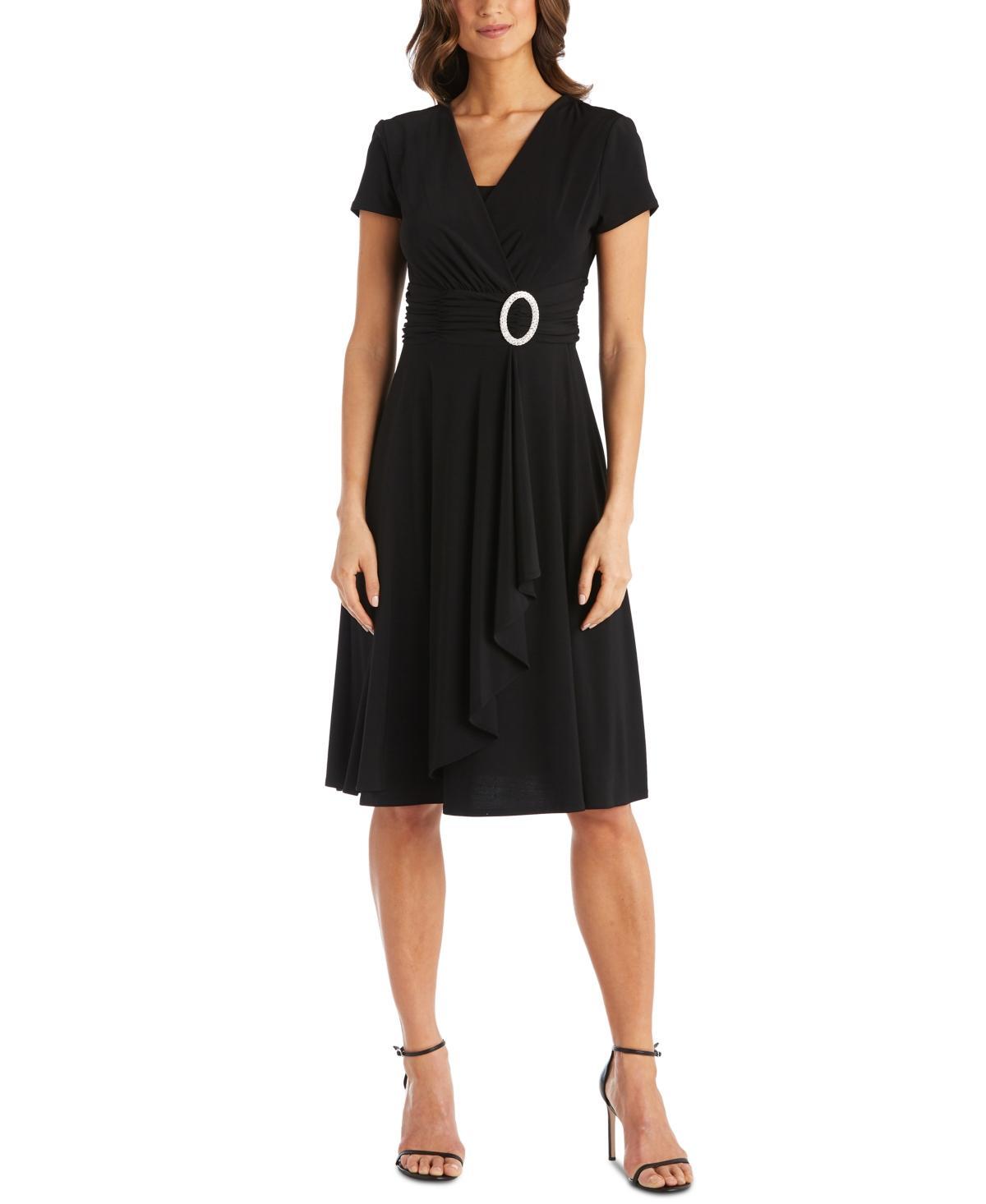 R&M Richards Short-Sleeve Faux-Wrap Dress Product Image