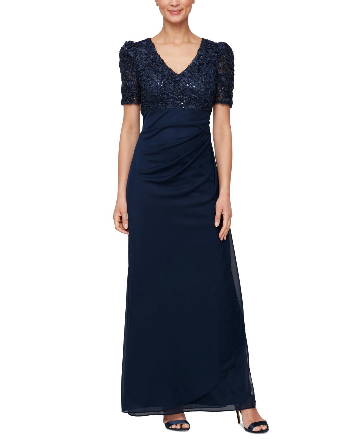 Alex Evenings Womens Embellished Puff-Sleeve A-Line Dress Product Image