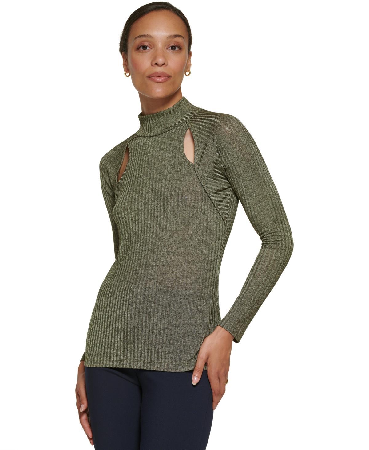 Dkny Womens Ribbed Long-Sleeve Cut-Out Sweater Top product image