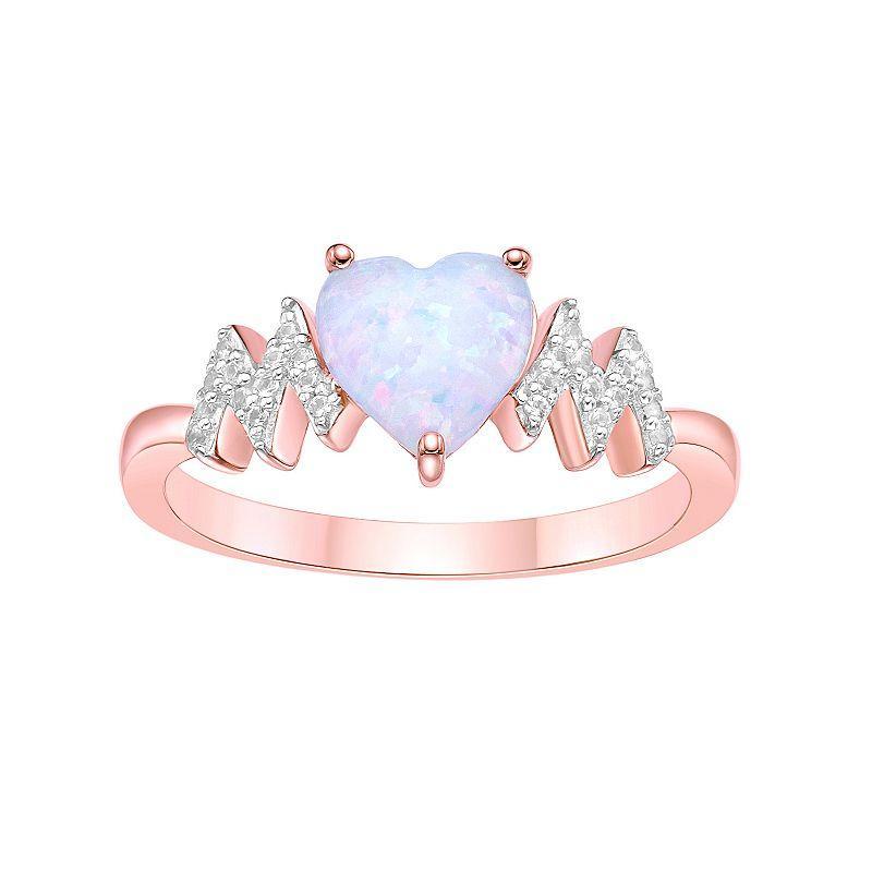 Gemminded 2 Micon 18K Rose Gold Plated Sterling Silver Lab-Created Opal & Lab-Created White Sapphire Ring, Womens Product Image