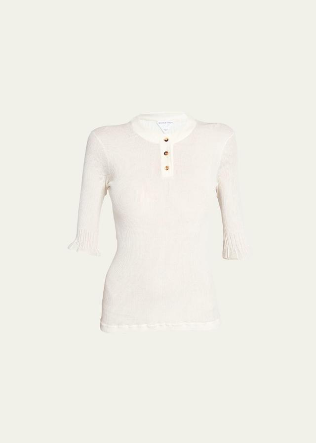 Womens Ribbed Henley Top Product Image