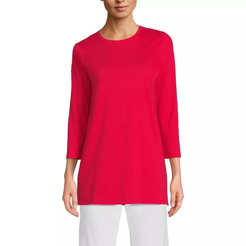 Petite Lands End 3/4-Sleeve Supima Cotton Crewneck Tunic, Womens Radiant Blue Product Image