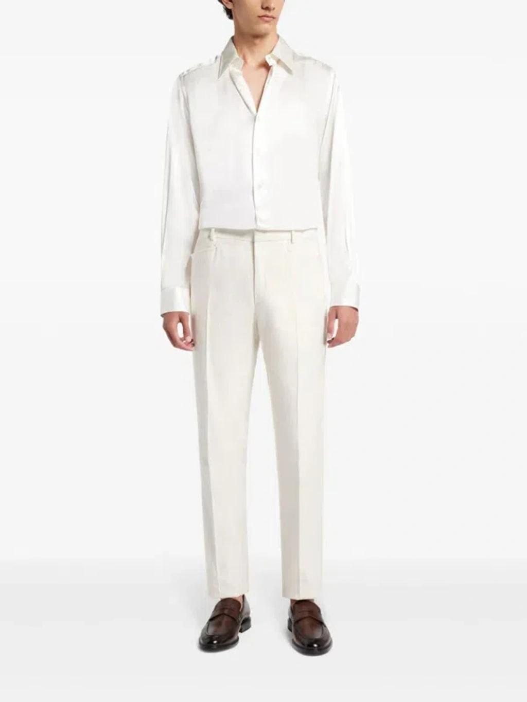 TOM FORD Ribbed Trousers In White Product Image