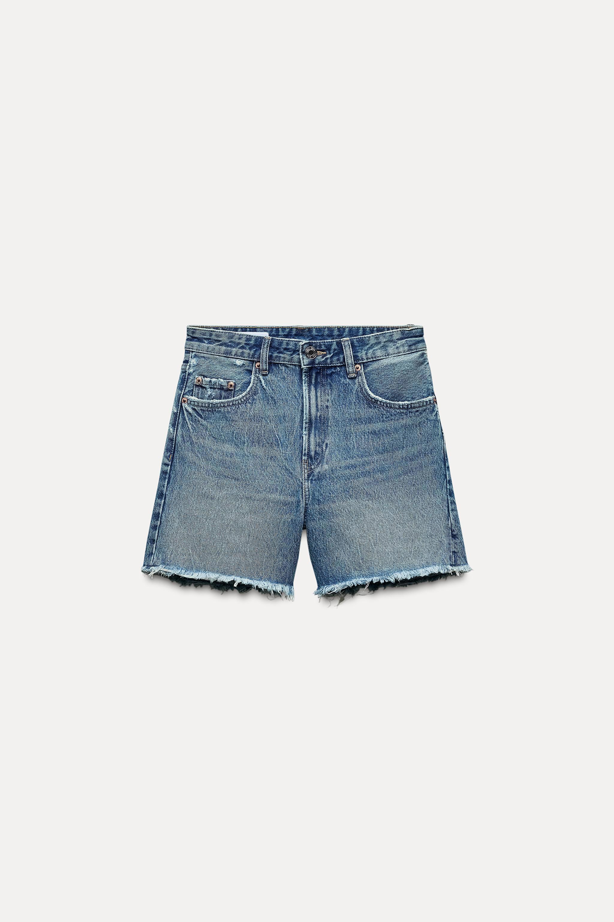 MID WAIST TRF DENIM BOYFRIEND SHORTS Product Image