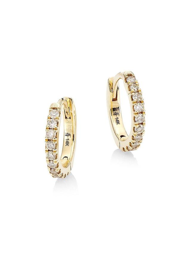 Womens Kat 14K Gold & Diamond Pav Huggie Hoops Product Image