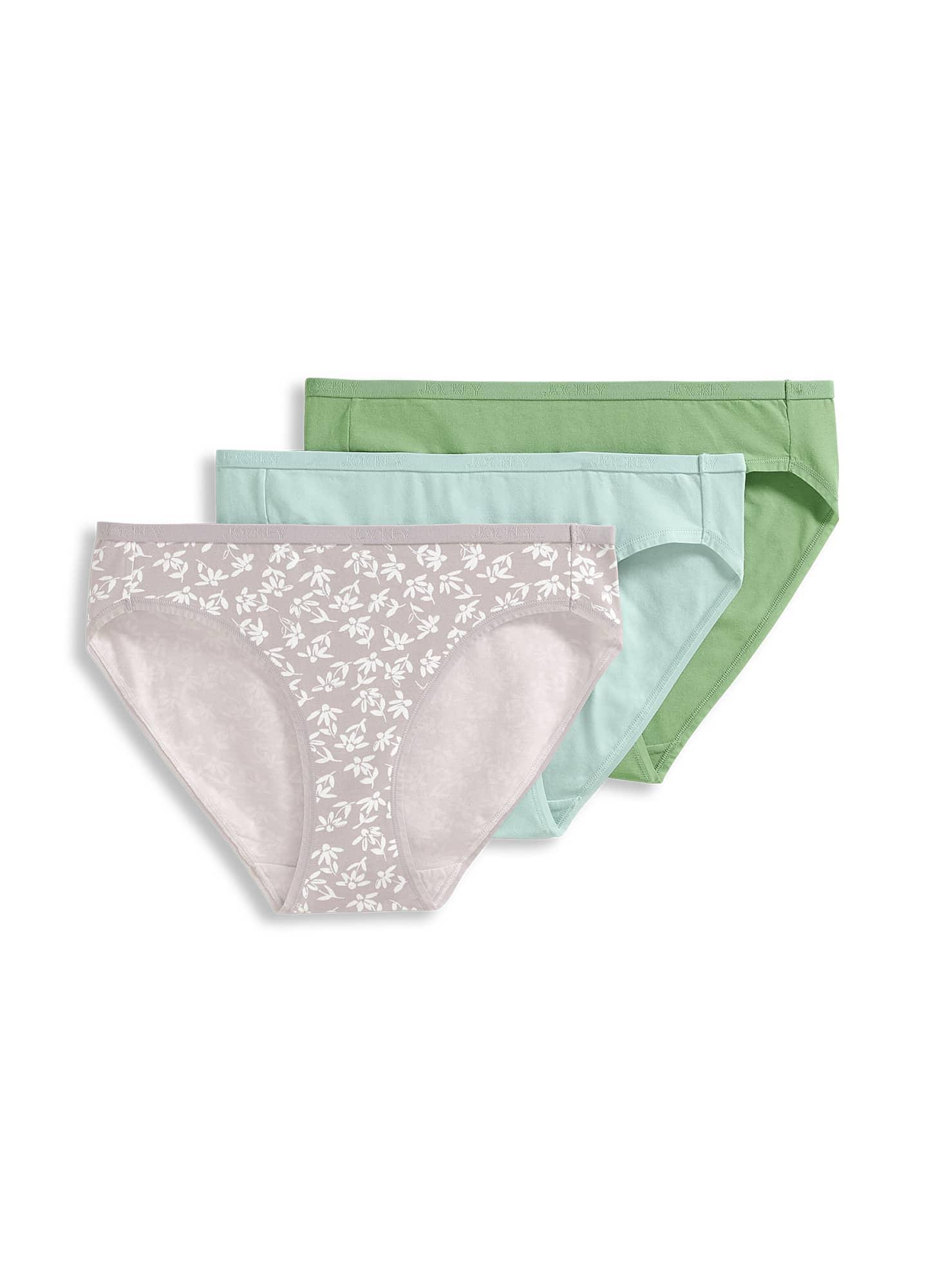 Women's Underwear Organic Cotton Stretch Logo Bikini - 3 Pack, Matcha/Hazy Lavender Daisy Bloom/Clear Waters Product Image