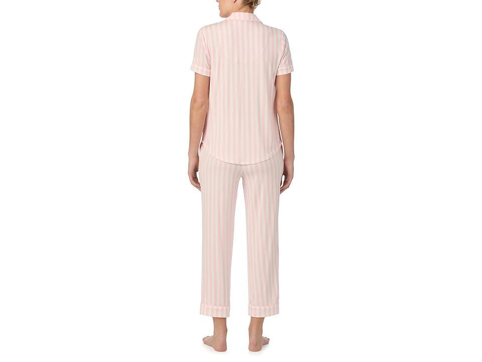 Kate Spade New York Cropped Short Sleeve PJ Set Stripe) Women's Pajama Sets Product Image