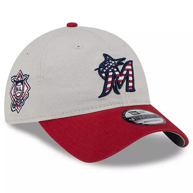 Mens New Era Khaki/Red Miami Marlins 2024 Fourth of July 9TWENTY Adjustable Hat Product Image