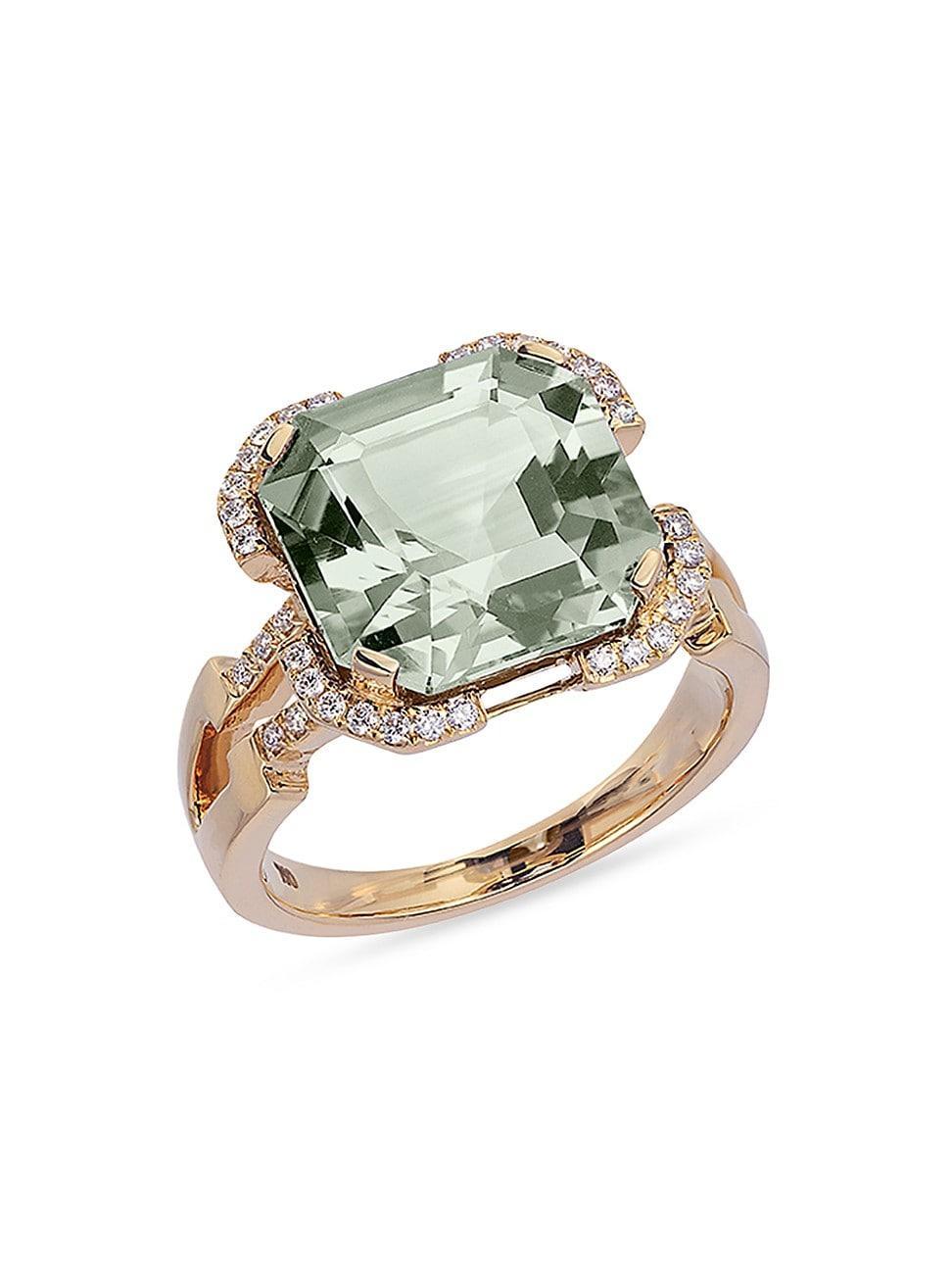 Womens Gossip 18K Gold, Diamond & Prasiolite Cocktail Ring Product Image