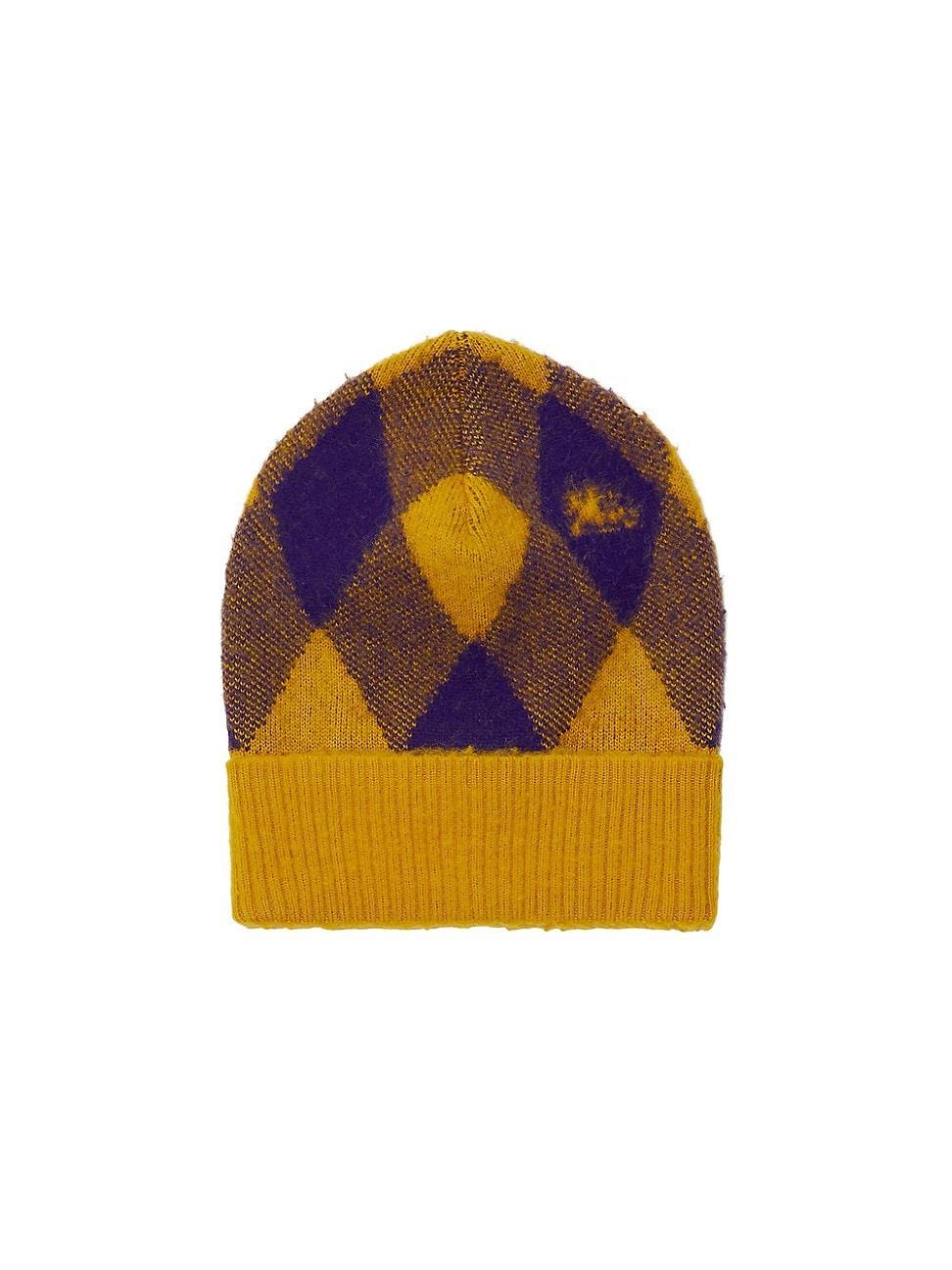 Womens Argyle Jacquard-Woven Wool Beanie Product Image