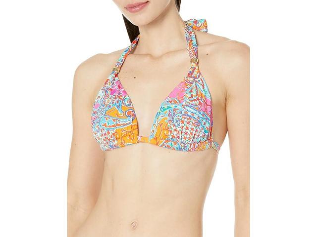 Lauren Ralph Lauren Amara Patchwork Molded Cup Halter Top Women's Swimwear Product Image