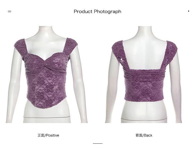 Sleeveless Sweetheart Neckline Lace Crop Top Product Image