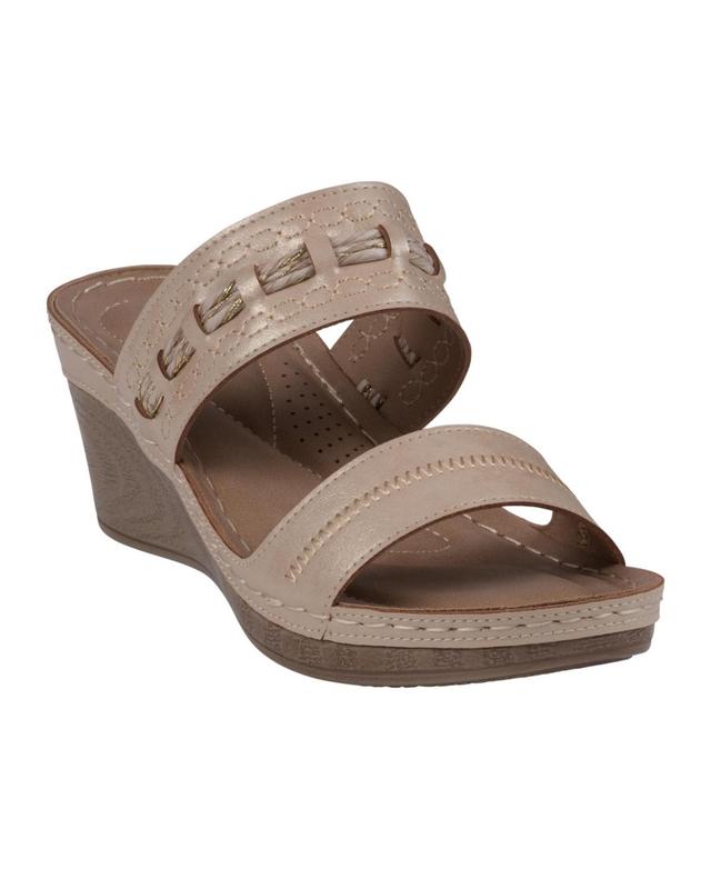 Gc Shoes Womens Mariah Double Band Slip-On Wedge Sandals Product Image