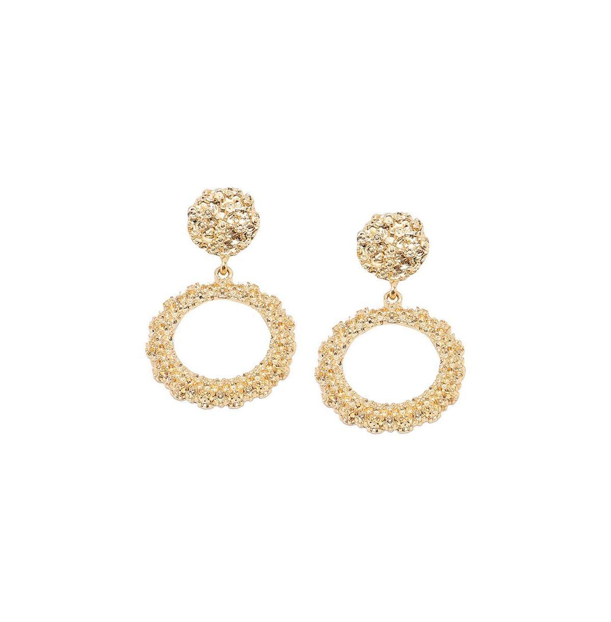 Sohi Womens Gold Textured Circular Drop Earrings Product Image