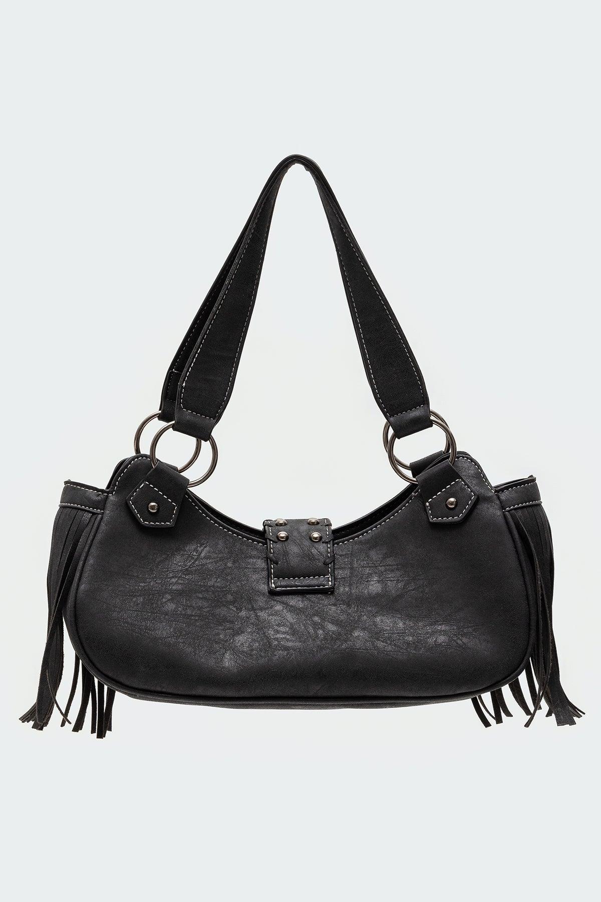 Shterna Fringed Faux Leather Sueded Bag Product Image