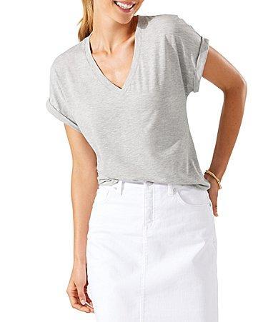 Tommy Bahama Kauai Jersey V-Neck Tee (Tea Leaf) Women's Clothing Product Image