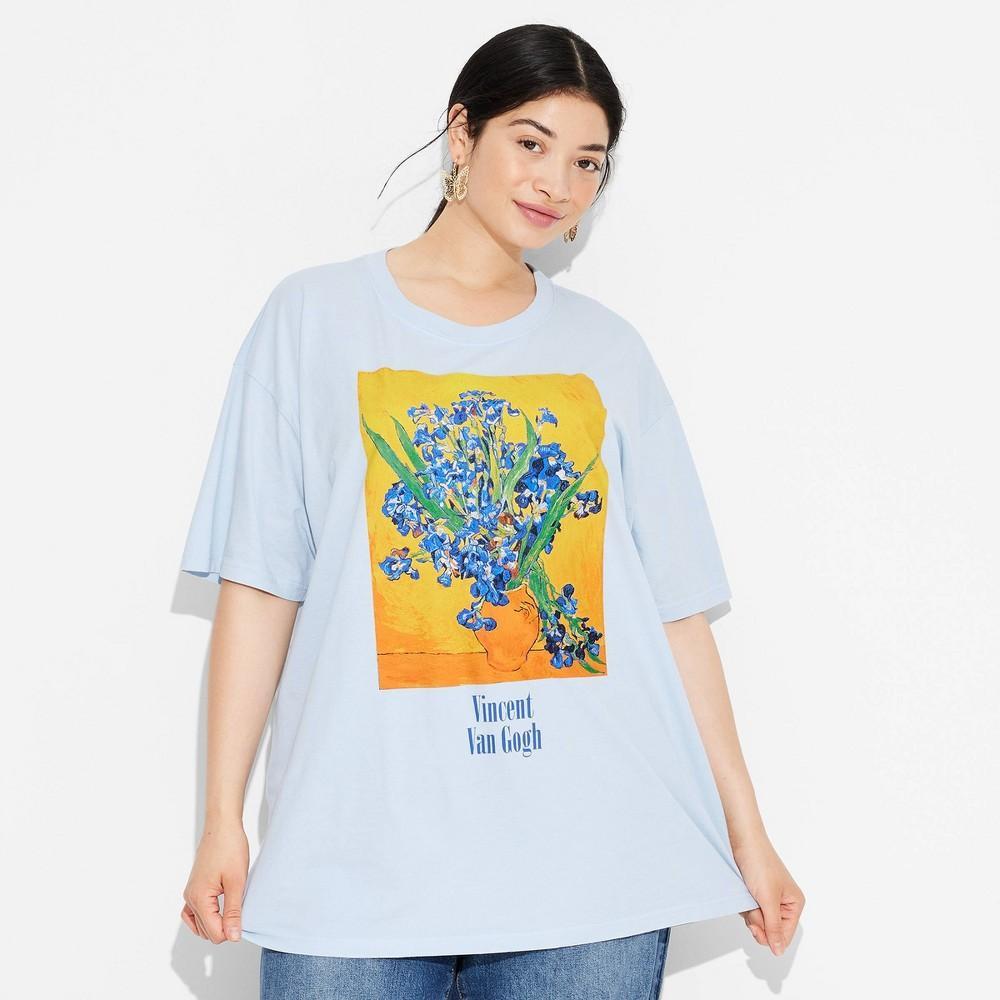 Womens Vincent Van Gogh Oversized Short Sleeve Graphic T-Shirt - Sky Product Image