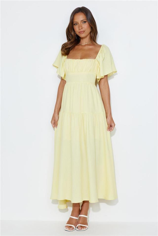 Summertime Heat Puff Sleeve Maxi Dress Yellow Product Image