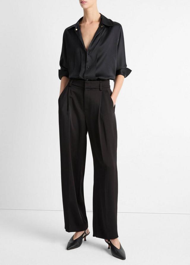 High-Waist Fluid Satin Wide-Leg Trouser Product Image